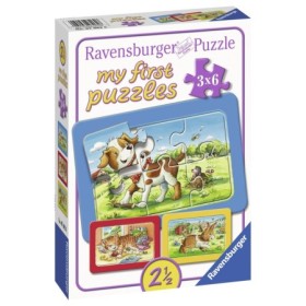 Puzzle animalute 3x6 piese